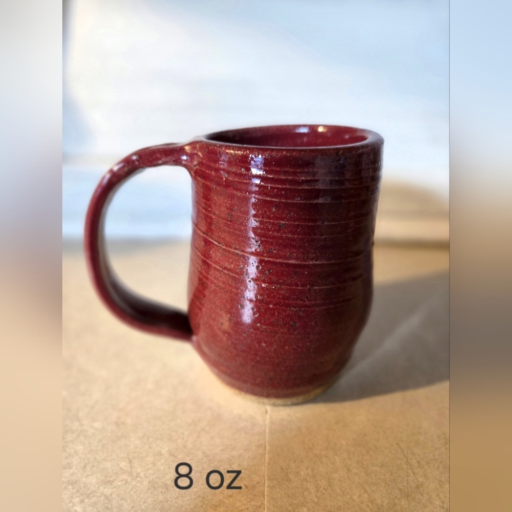 Handmade Red Swirled Speckled Stoneware Mug 8 Ounces - Picture 4 of 4